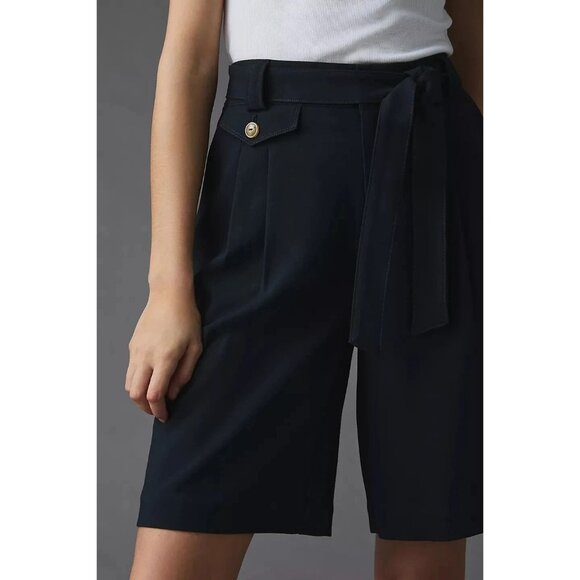 NEW Anthropologie Maeve Relaxed Trouser Shorts 4 NWT navy Size 6 - Picture 3 of 9